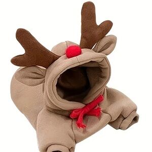 Adorable Reindeer Pet Fleece Pullover with Hood. Size M.